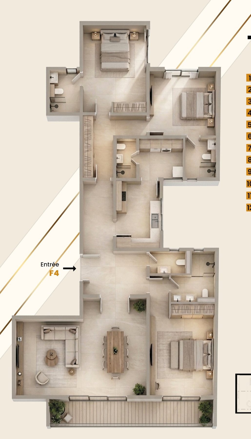 Plan de l'appartement F4 – Sacré-Cœur